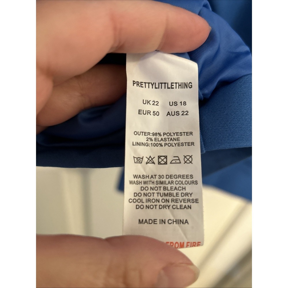 Pretty Little Thing NWT Women's Plus Size 18 US Blue Woven Suit Jacket Blazer - Picture 6 of 6